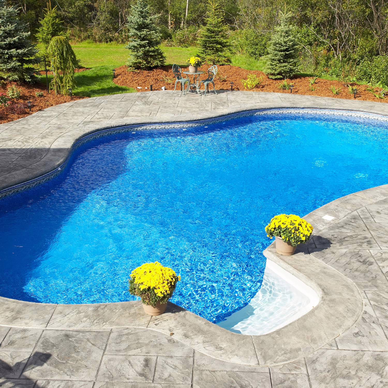 outdoor swimming pool with sun shines